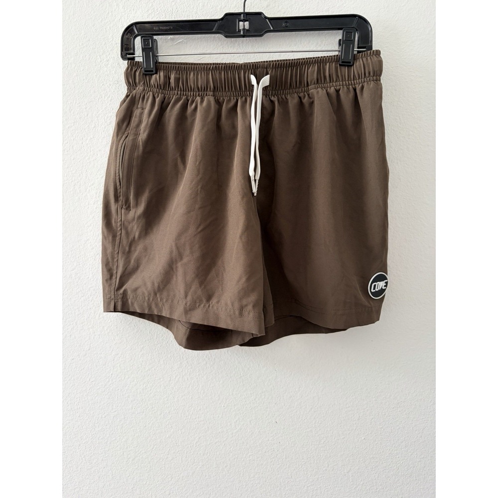 Cove USA Men's Hybrid Athletic Shorts Brown Size 30 5" Inseam Zip Pockets